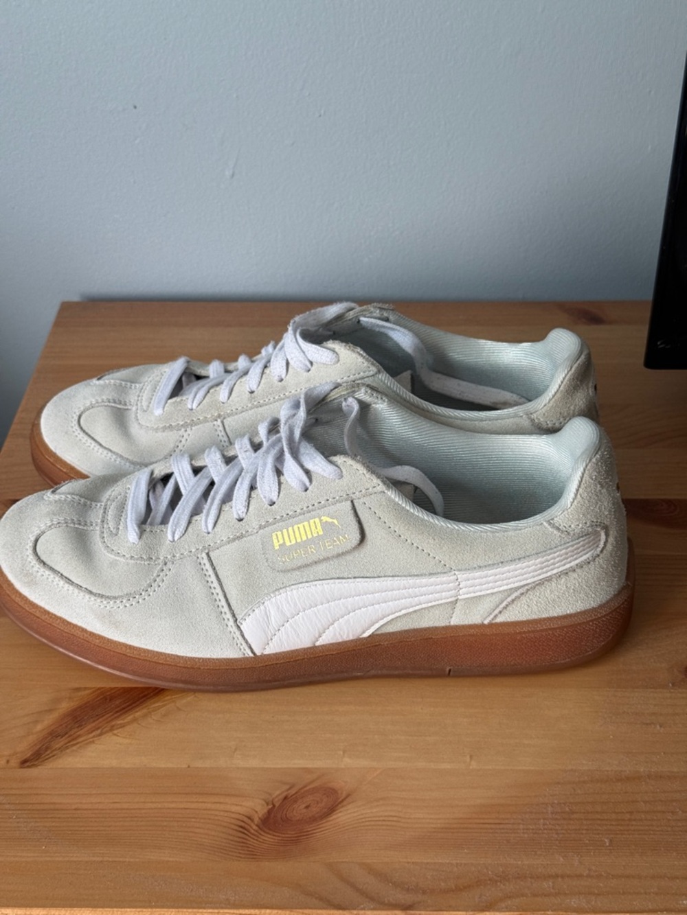 Puma Suede Sneakers in Light Beige and Gum